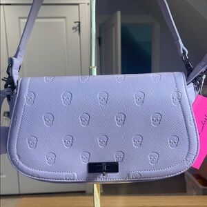 Betsey Johnson Lavender Embossed Skull Crossbody Bag NWT